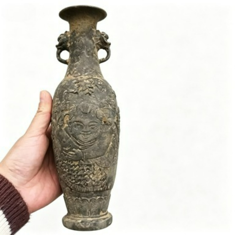 Collectible Vintage Tools - Bronz Koleksiyon Vazo Oymalı Balık Dekorasyonu