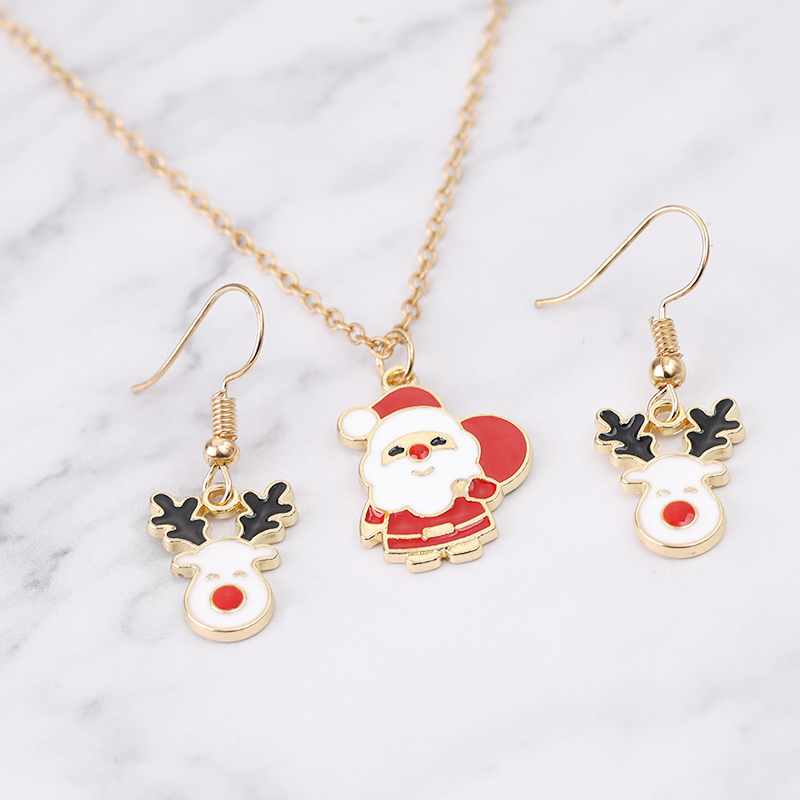 Vintage Collectible Santa - Noel koleksiyonu takı seti ren geyiği