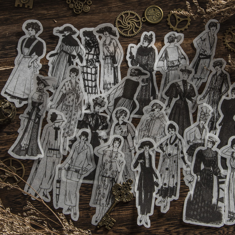 Vintage Things Collection - 1 paket/100 adet Vintage Siyah Beyaz